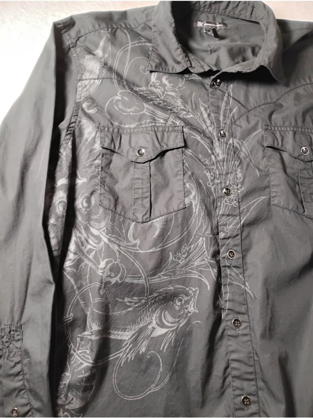 International Concepts Mens Y2K Floral Graphic Button-Down Shirt Size XL Black - Picture 3 of 7